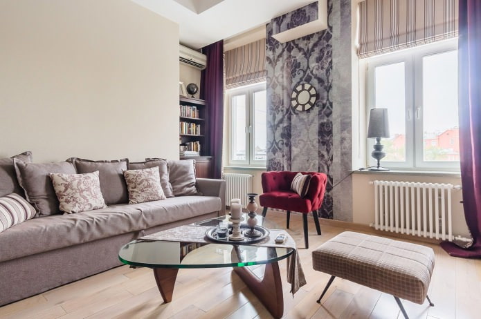 Roman blinds in the living room Roman blinds in the living room