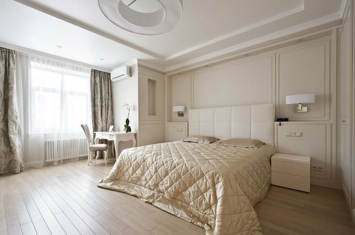 Beige walls in the bedroom