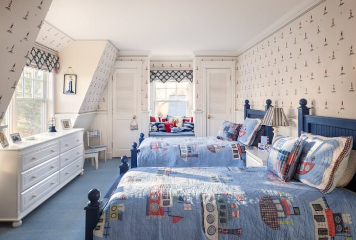 beige wallpaper in the nursery for boys