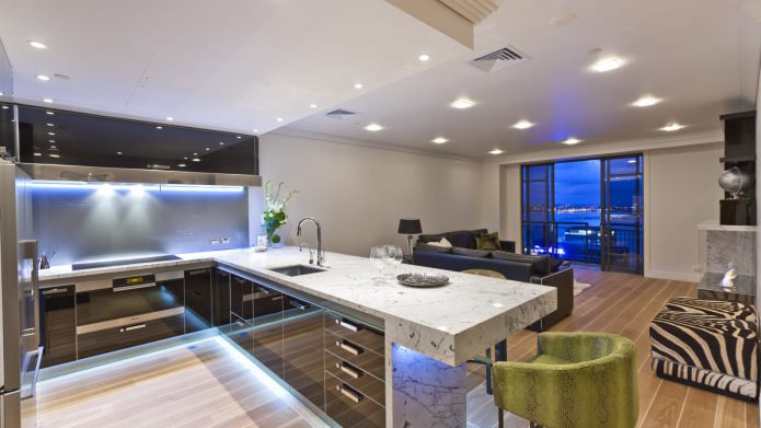 kitchen interior with black set kitchen interior with black set