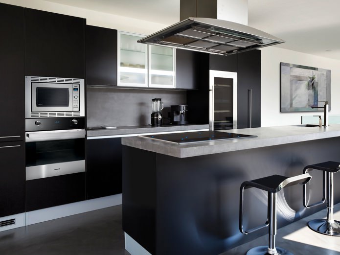 modern kitchen design with black headset modern kitchen design with black headset