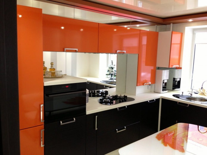 Black and orange kitchen set Black and orange kitchen set