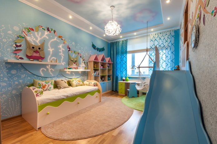 stretch ceiling design in the nursery