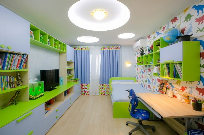 Stretch ceiling in the nursery for a boy