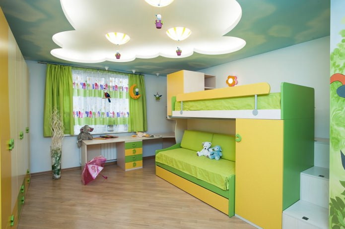 stretch ceiling in the interior of the nursery