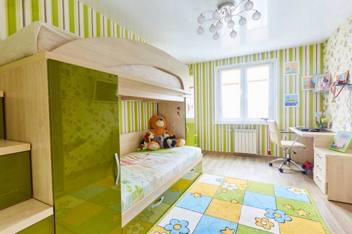 Single-level stretch ceiling in a children's room