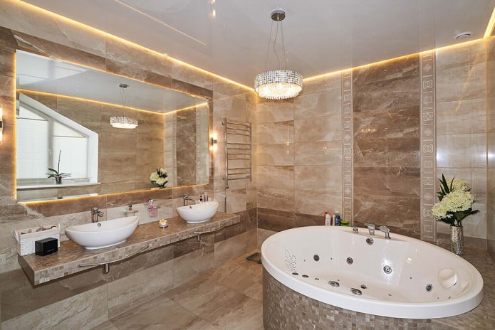 illuminated ceiling structure in the bathroom illuminated ceiling structure in the bathroom