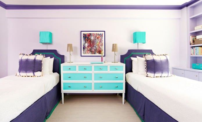 Turquoise and purple in the interior of the nursery Turquoise and purple in the interior of the nursery