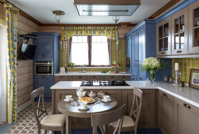 yellow curtains with patterns in the kitchen in country style yellow curtains with patterns in the kitchen in country style