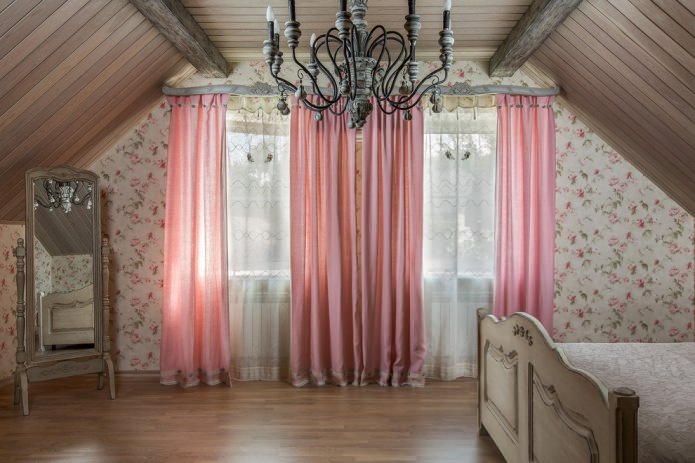 pink curtains in a country house pink curtains in a country house