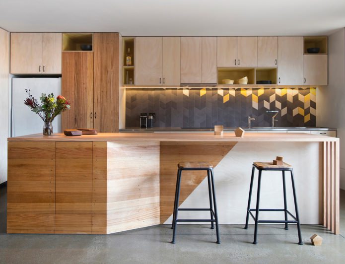 wooden facades in the kitchen
