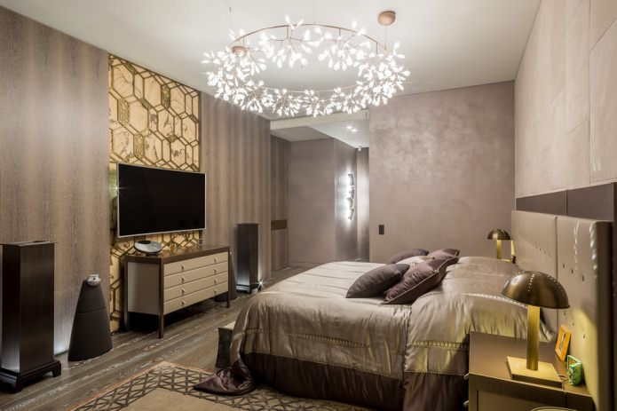modern chandelier in the bedroom