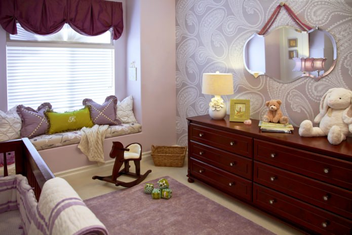 nursery with lilac walls