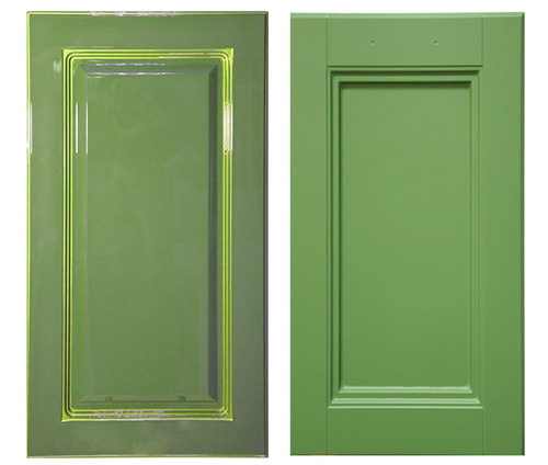 Glossy and matte green facade