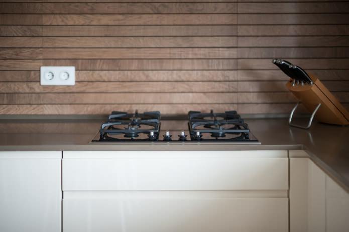 dark work surface in the kitchen