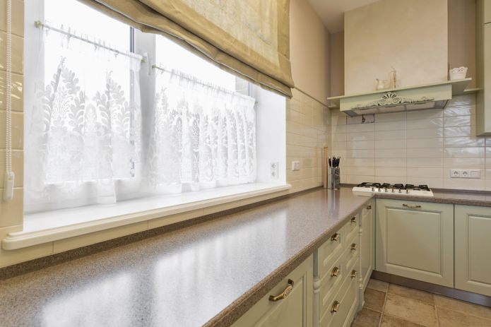 work surface made of artificial stone (mineral chips)