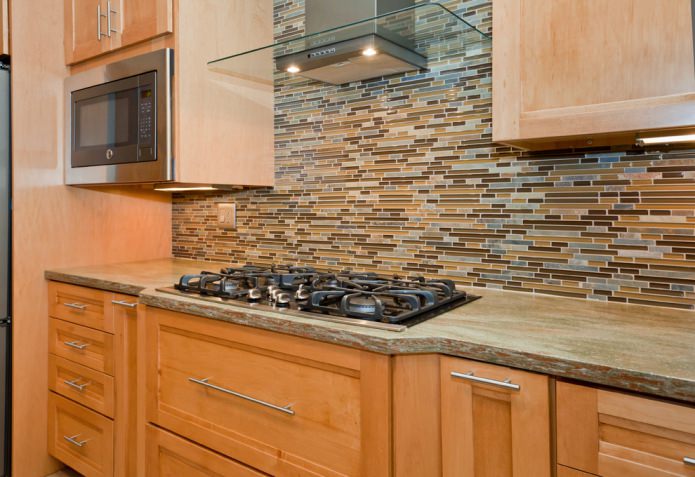 wood suite with brown-green stone top