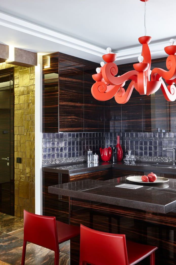 dark countertop in the kitchen