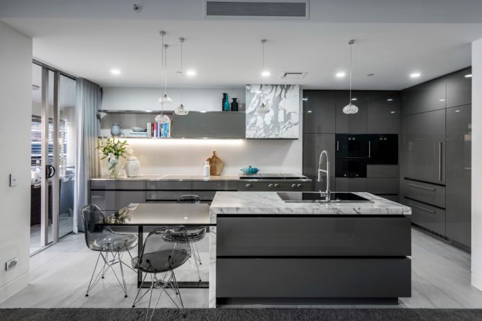 kitchen with an island