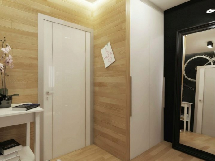 laminate on part of the wall in the hallway