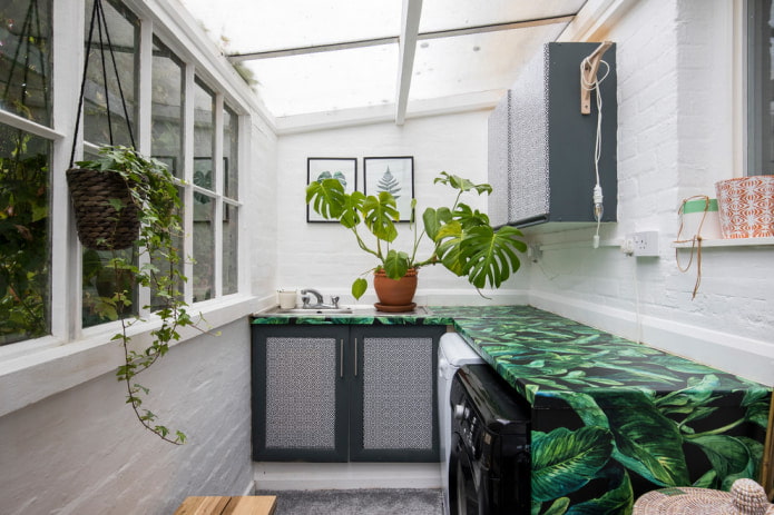 wallpapering cabinet doors in the kitchen