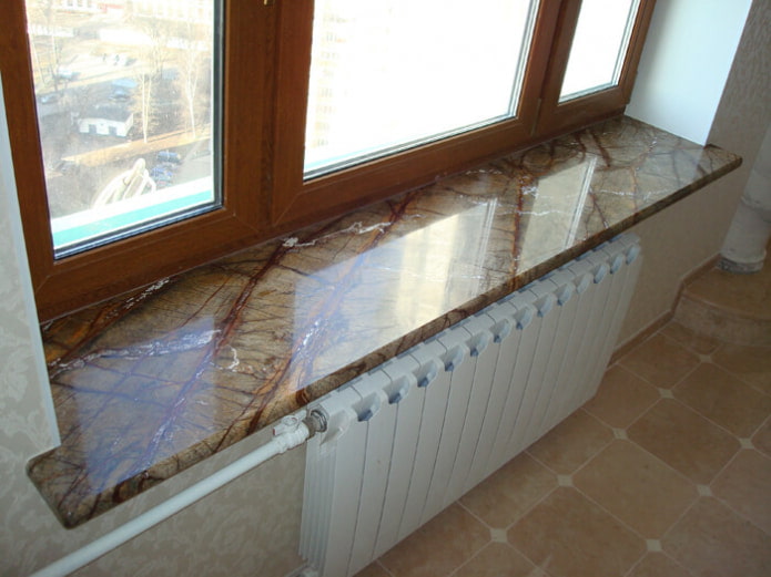 imitation stone on the windowsill