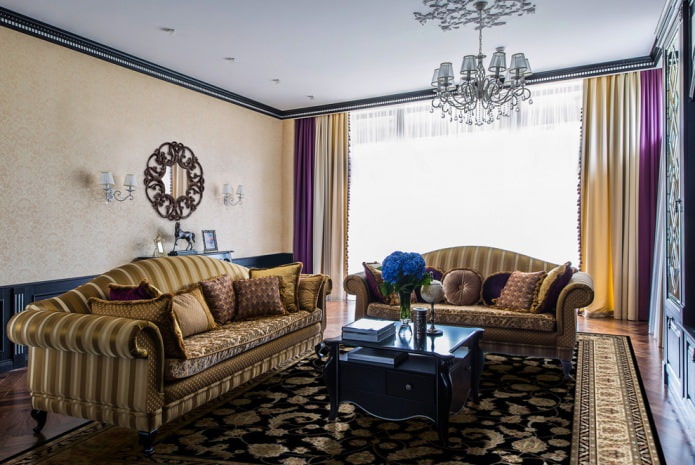 thick curtains and tulle