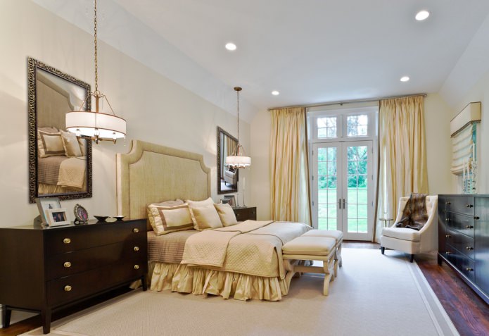 bedroom interior with silk curtains bedroom interior with silk curtains