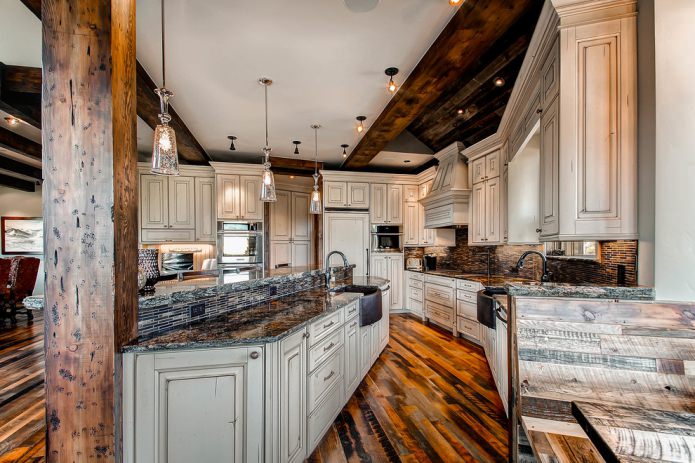 wood on the kitchen floor