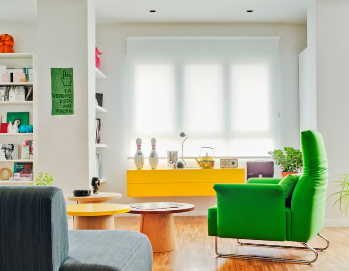 white roller blind in the interior