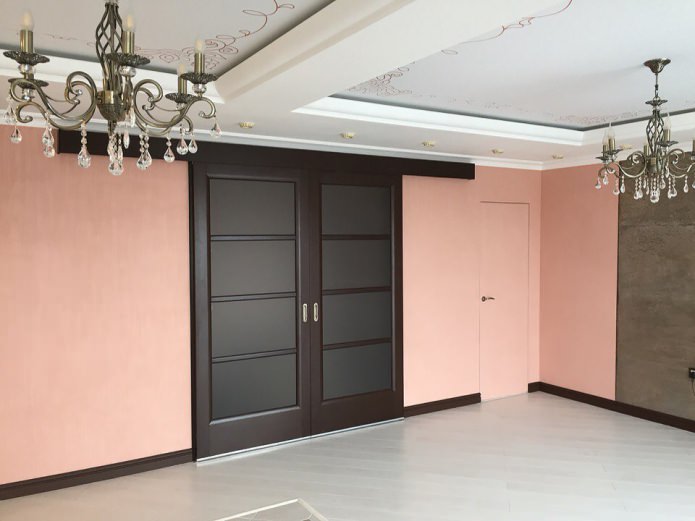 doorway in wenge color with dark glasses doorway in wenge color with dark glasses