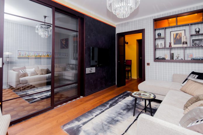 Dark door in the living room Dark door in the living room