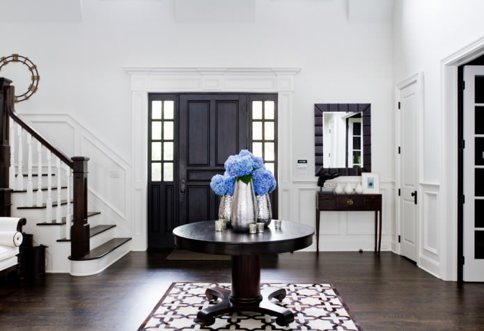 combination of black doors and dark brown flooring combination of black doors and dark brown flooring