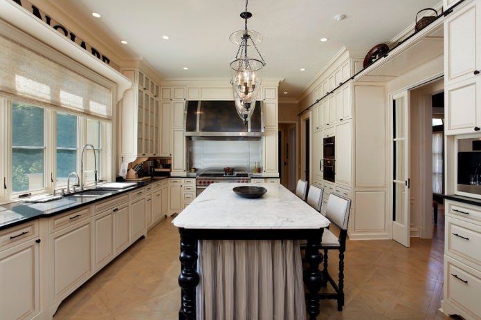 modular parquet flooring in the kitchen