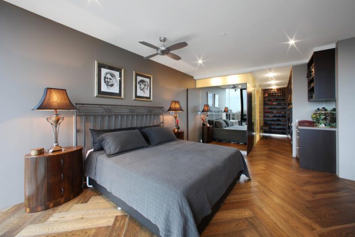 herringbone parquet in the bedroom
