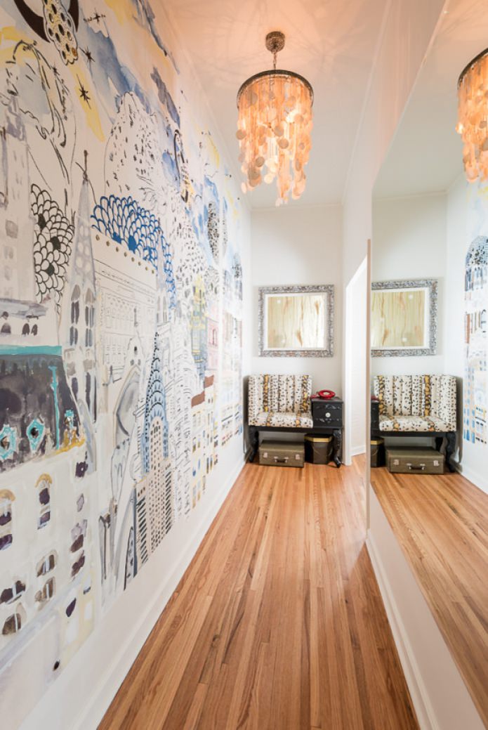 wallpaper in a bright hallway