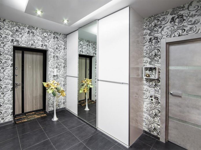 light wallpaper dark door