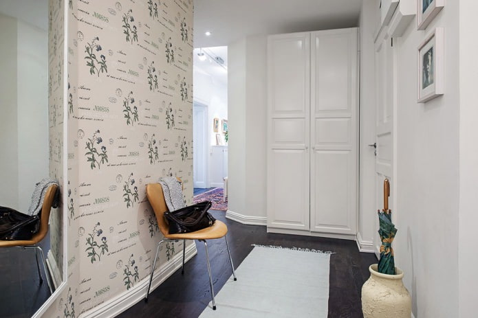 wallpaper from paper in the interior of the hallway