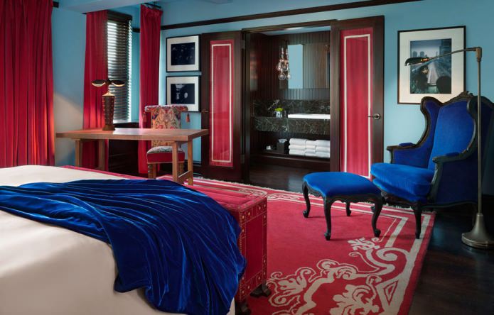 Red and blue interior Red and blue interior