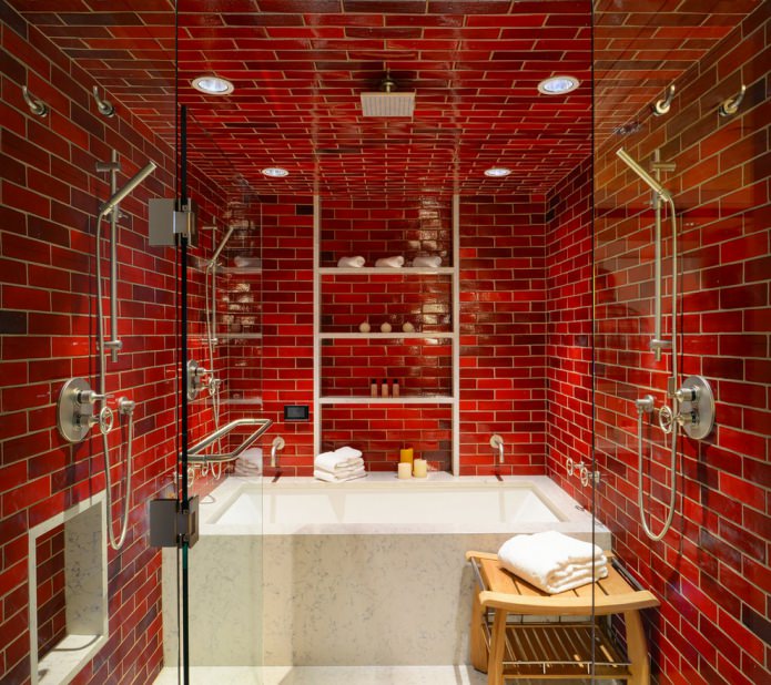 red brick walls in the bathroom red brick walls in the bathroom