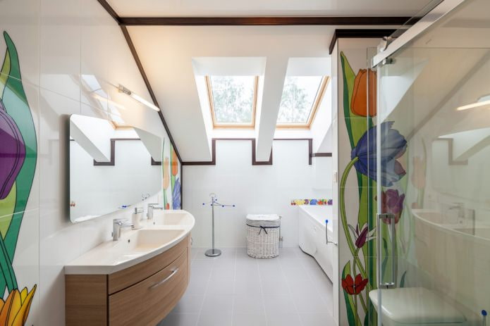 Contemporary style in the attic bathroom