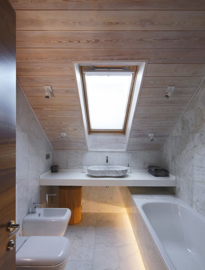 small bathroom on the attic floor