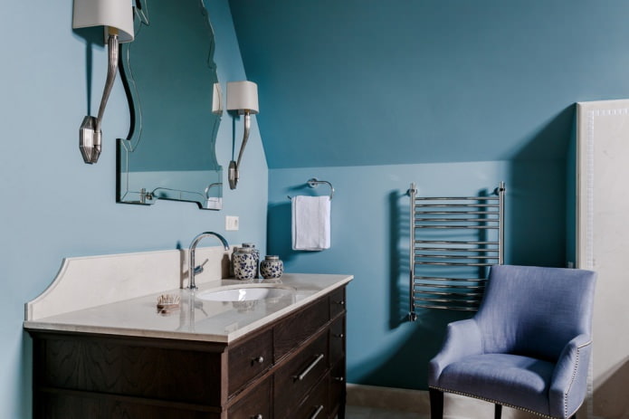 blue attic bathroom