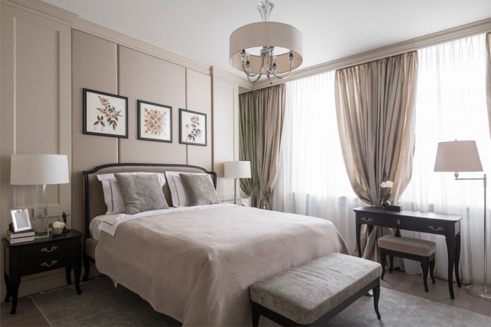 floor lamp, table lamps and chandelier in the bedroom floor lamp, table lamps and chandelier in the bedroom