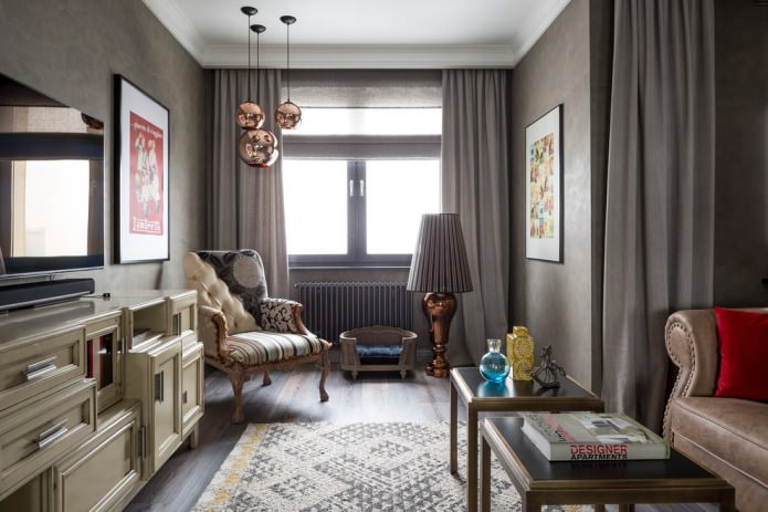 gray walls in the living room