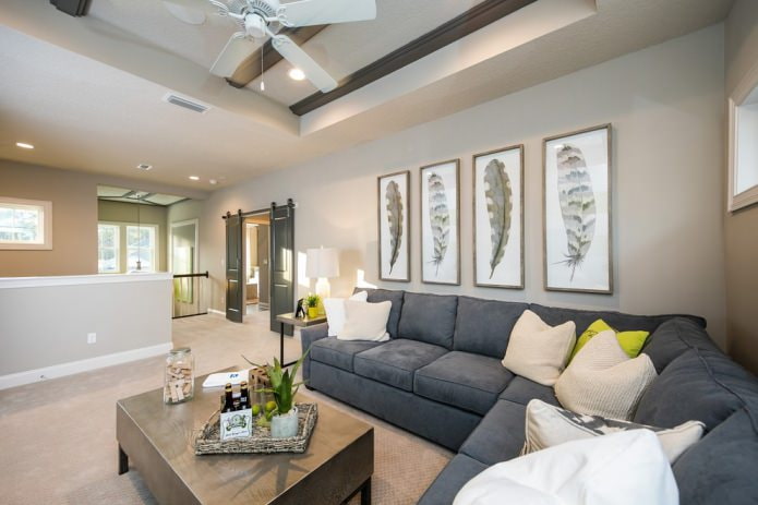 dark doors and gray walls