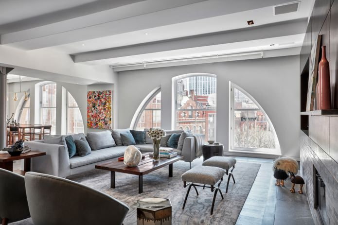 gray walls in the living room