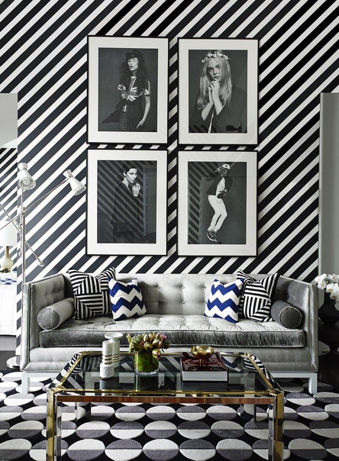 black and white diagonal stripes on the walls black and white diagonal stripes on the walls