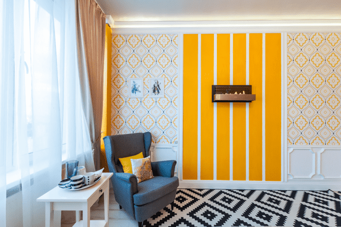 Orange bright stripe on the wall Orange bright stripe on the wall