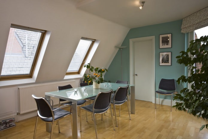 White and mint interior